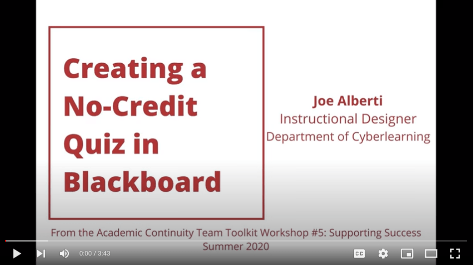 Blackboard Tutorial Videos YSU